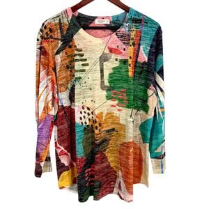 NEW NWOT Jess & Jane Plus Size 1X Wearable Art to Wear Blouse Shirt Top Artsy